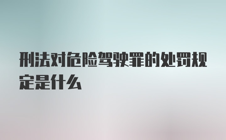 刑法对危险驾驶罪的处罚规定是什么