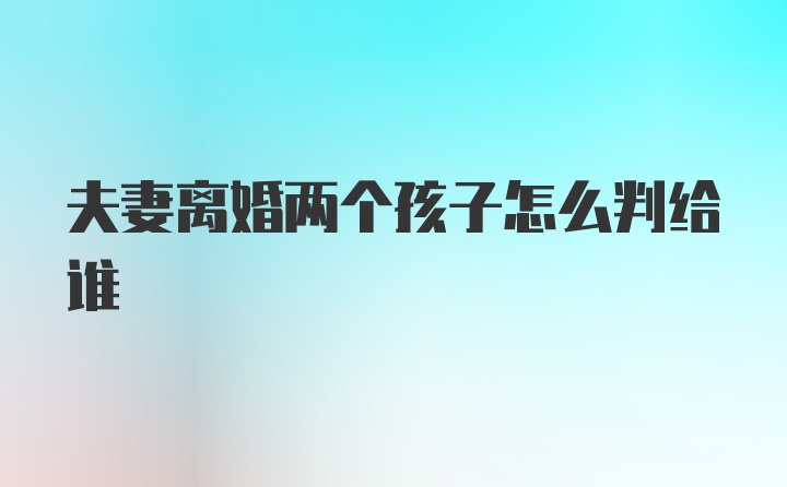 夫妻离婚两个孩子怎么判给谁