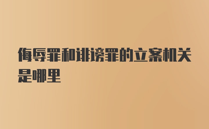 侮辱罪和诽谤罪的立案机关是哪里