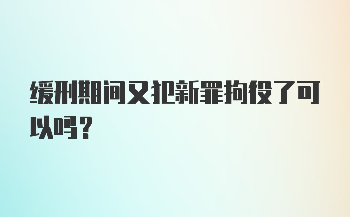 缓刑期间又犯新罪拘役了可以吗？