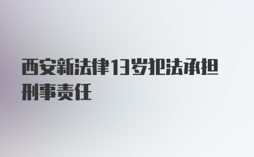 西安新法律13岁犯法承担刑事责任