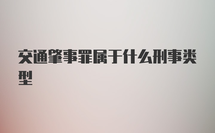 交通肇事罪属于什么刑事类型