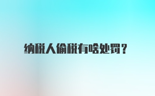 纳税人偷税有啥处罚？