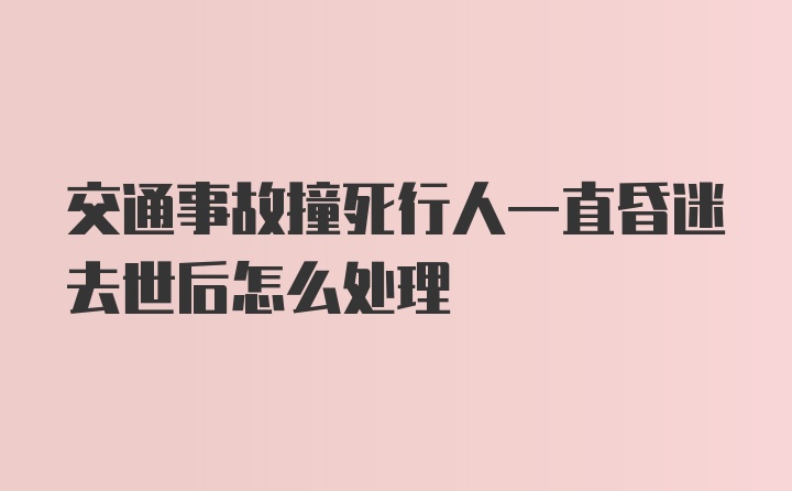 交通事故撞死行人一直昏迷去世后怎么处理