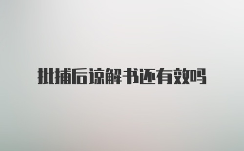 批捕后谅解书还有效吗