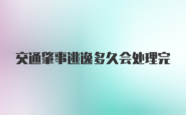 交通肇事逃逸多久会处理完