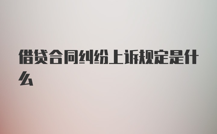 借贷合同纠纷上诉规定是什么