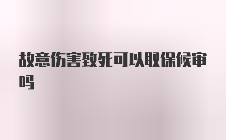 故意伤害致死可以取保候审吗