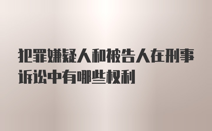 犯罪嫌疑人和被告人在刑事诉讼中有哪些权利