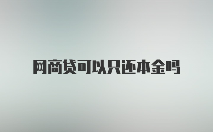 网商贷可以只还本金吗