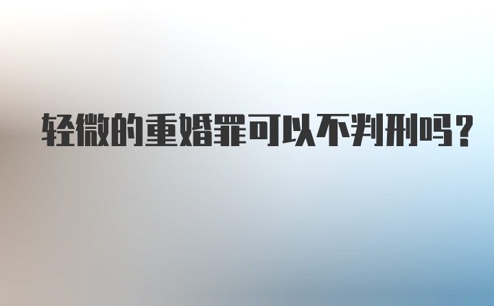 轻微的重婚罪可以不判刑吗？