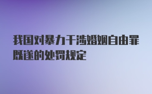 我国对暴力干涉婚姻自由罪既遂的处罚规定