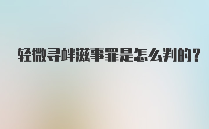 轻微寻衅滋事罪是怎么判的？