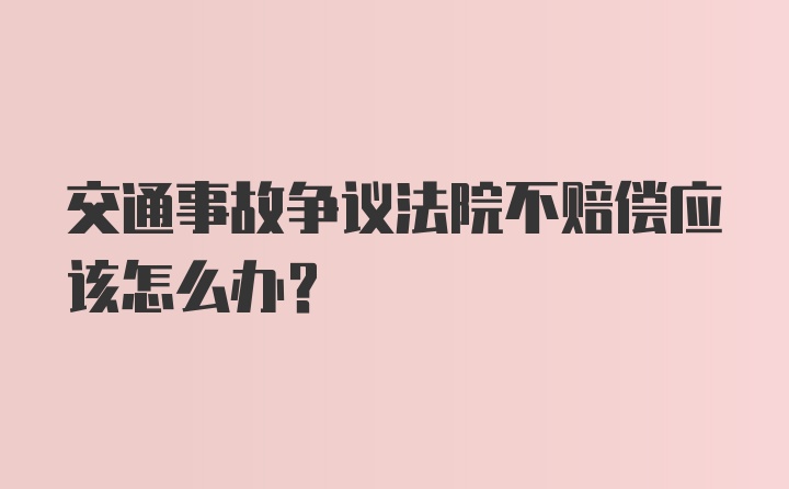 交通事故争议法院不赔偿应该怎么办？