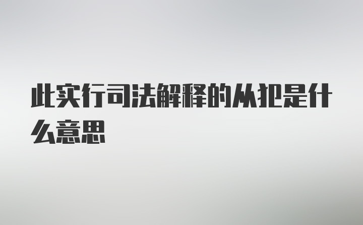 此实行司法解释的从犯是什么意思