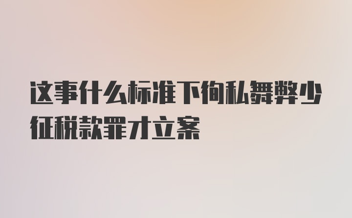 这事什么标准下徇私舞弊少征税款罪才立案