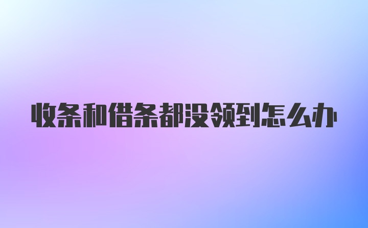 收条和借条都没领到怎么办