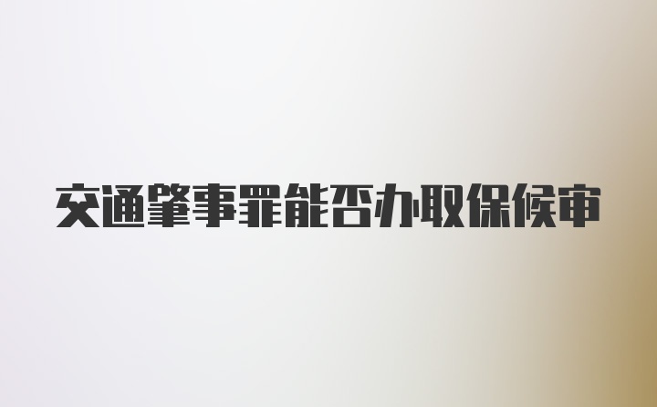 交通肇事罪能否办取保候审