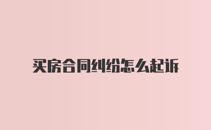 买房合同纠纷怎么起诉