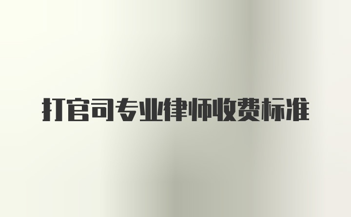 打官司专业律师收费标准