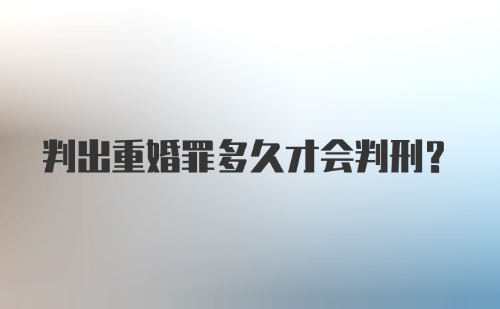 判出重婚罪多久才会判刑？