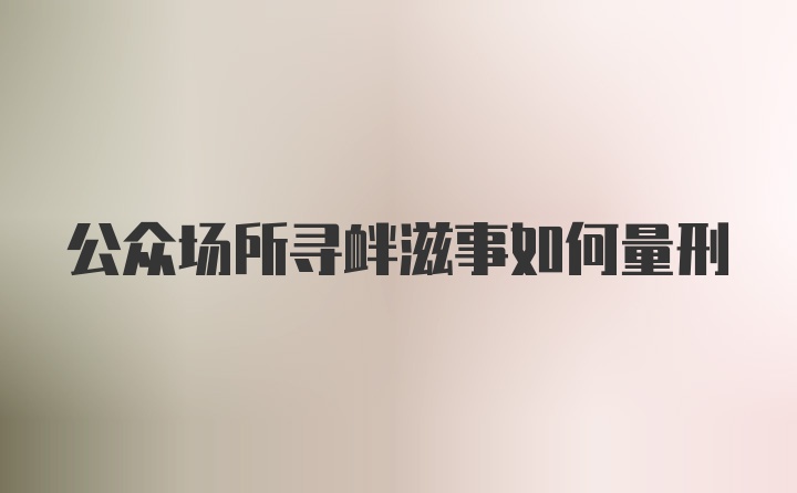 公众场所寻衅滋事如何量刑