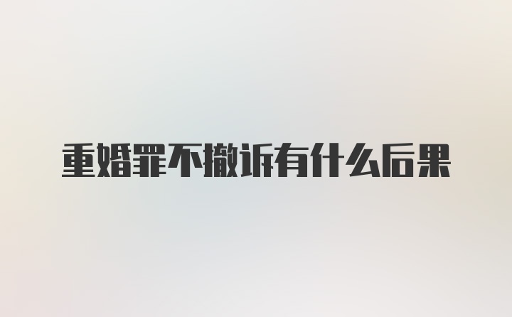 重婚罪不撤诉有什么后果