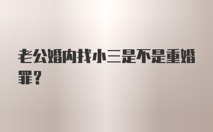 老公婚内找小三是不是重婚罪？