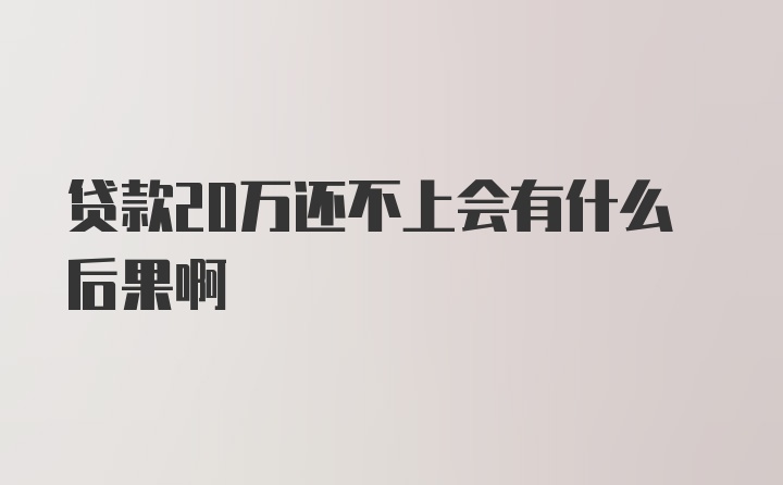 贷款20万还不上会有什么后果啊