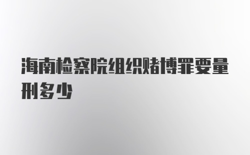 海南检察院组织赌博罪要量刑多少