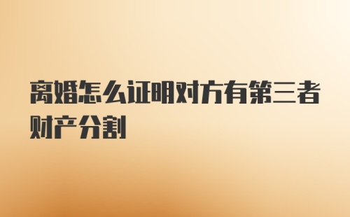 离婚怎么证明对方有第三者财产分割