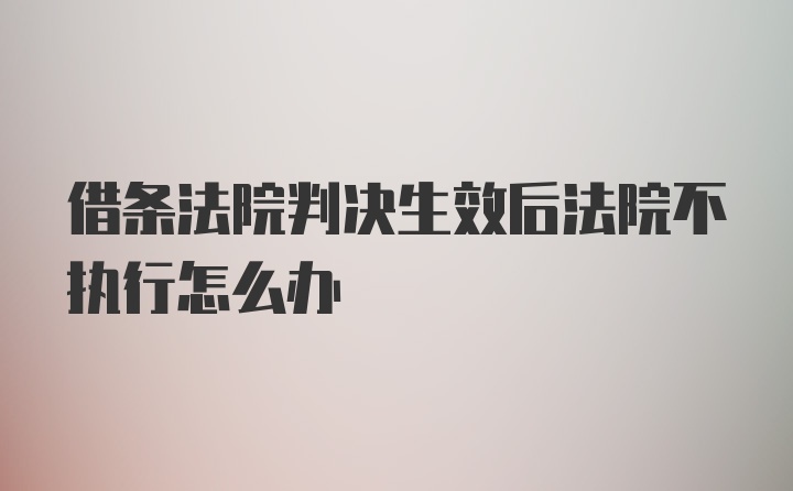 借条法院判决生效后法院不执行怎么办