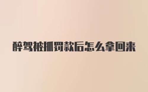 醉驾被抓罚款后怎么拿回来