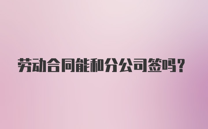 劳动合同能和分公司签吗？