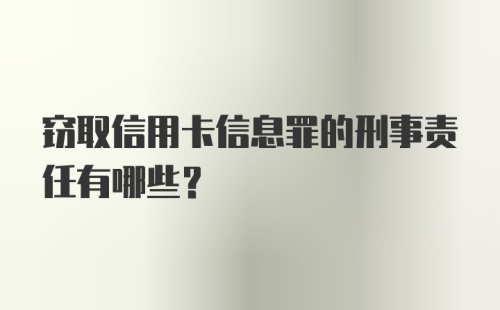 窃取信用卡信息罪的刑事责任有哪些？