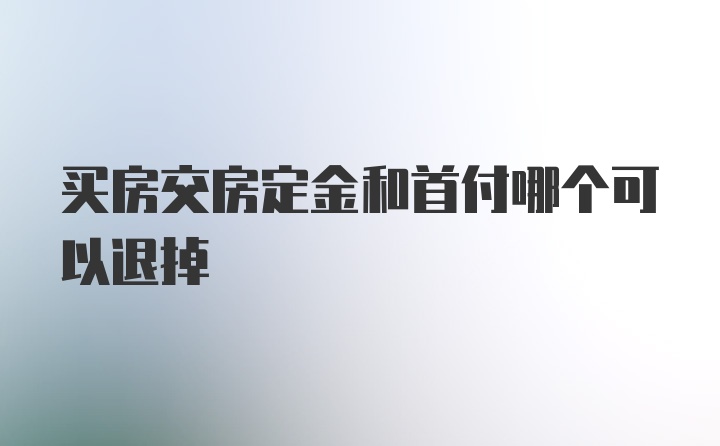 买房交房定金和首付哪个可以退掉