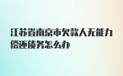 江苏省南京市欠款人无能力偿还债务怎么办