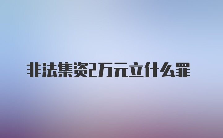 非法集资2万元立什么罪