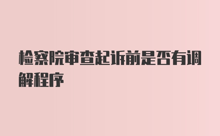 检察院审查起诉前是否有调解程序