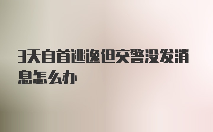 3天自首逃逸但交警没发消息怎么办