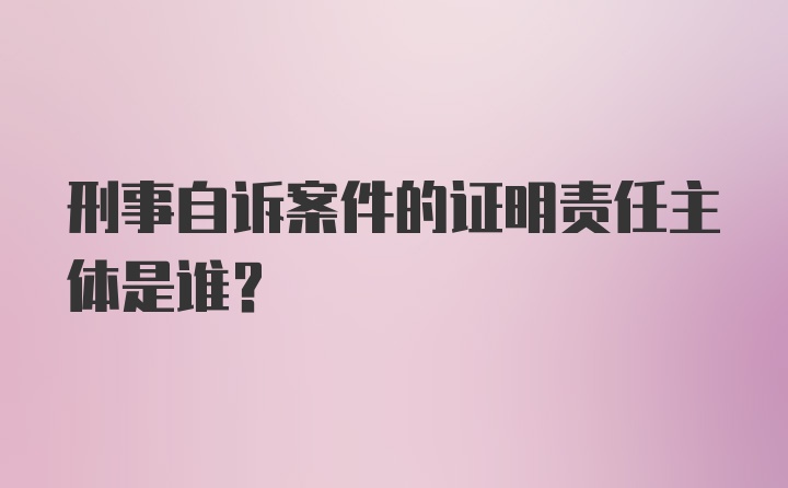 刑事自诉案件的证明责任主体是谁？