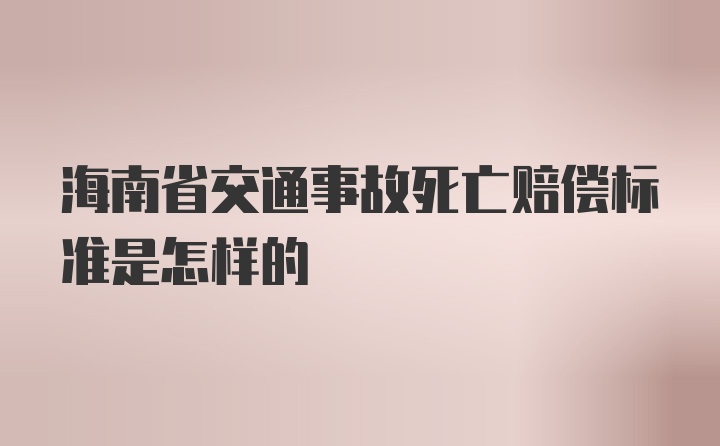 海南省交通事故死亡赔偿标准是怎样的