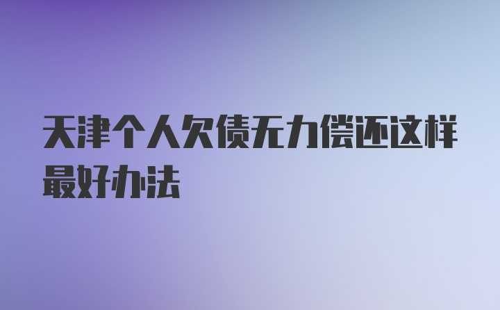 天津个人欠债无力偿还这样最好办法