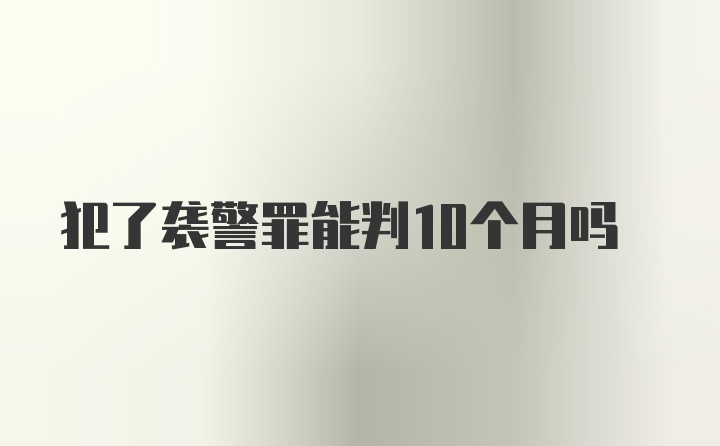 犯了袭警罪能判10个月吗