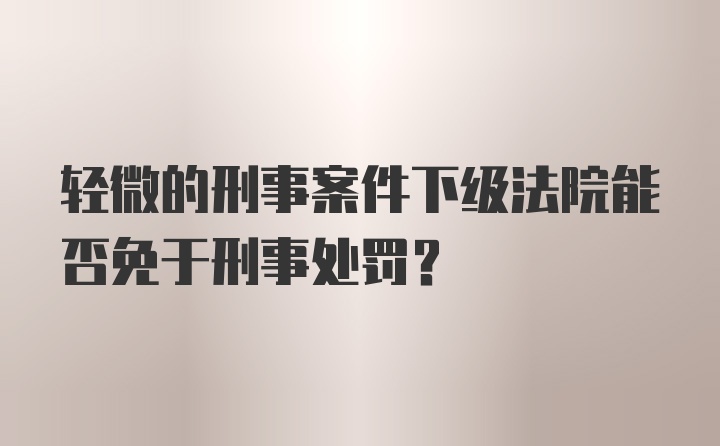 轻微的刑事案件下级法院能否免于刑事处罚？