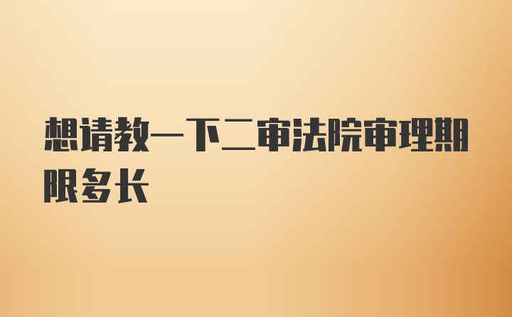 想请教一下二审法院审理期限多长