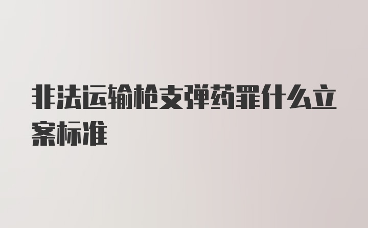 非法运输枪支弹药罪什么立案标准