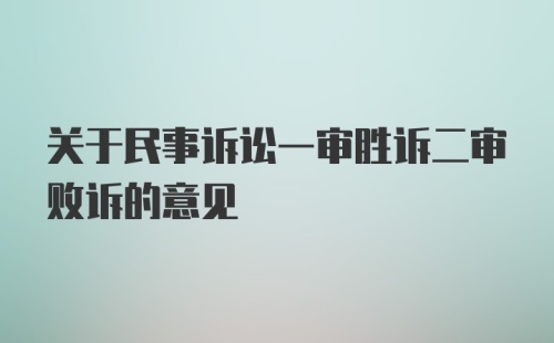 关于民事诉讼一审胜诉二审败诉的意见