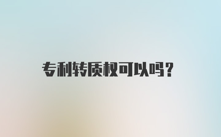 专利转质权可以吗？