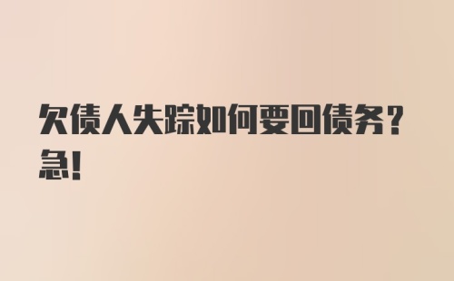 欠债人失踪如何要回债务？急！